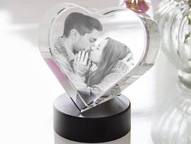 Glass heart with photo