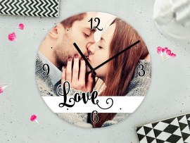Wall clock with photo love