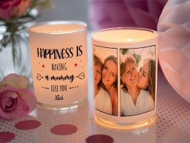 Tea light holder with photo
