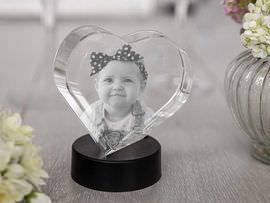 Glass heart with photo
