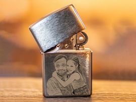 Photo engraved zippo dad and daughter