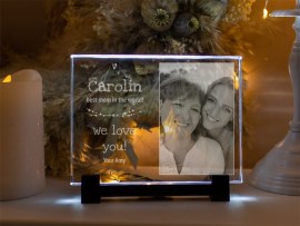 Flat crystal photo floating in pane