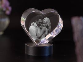 Engraved glass heart | Glass heart with your photo