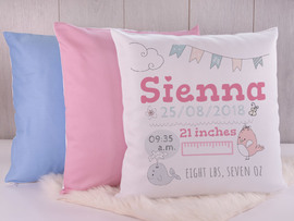 Photo pillow blue and rose