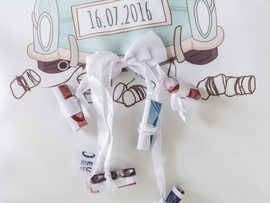 Photo pillow marriage ribbon