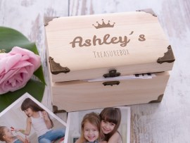 wooden photo keepsake box