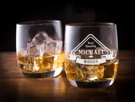 Engraved whisky glass