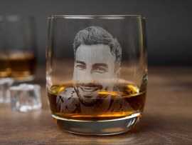 engraved whisky glass with photo