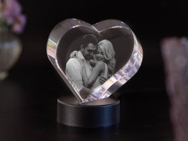 Glass heart groom and bride